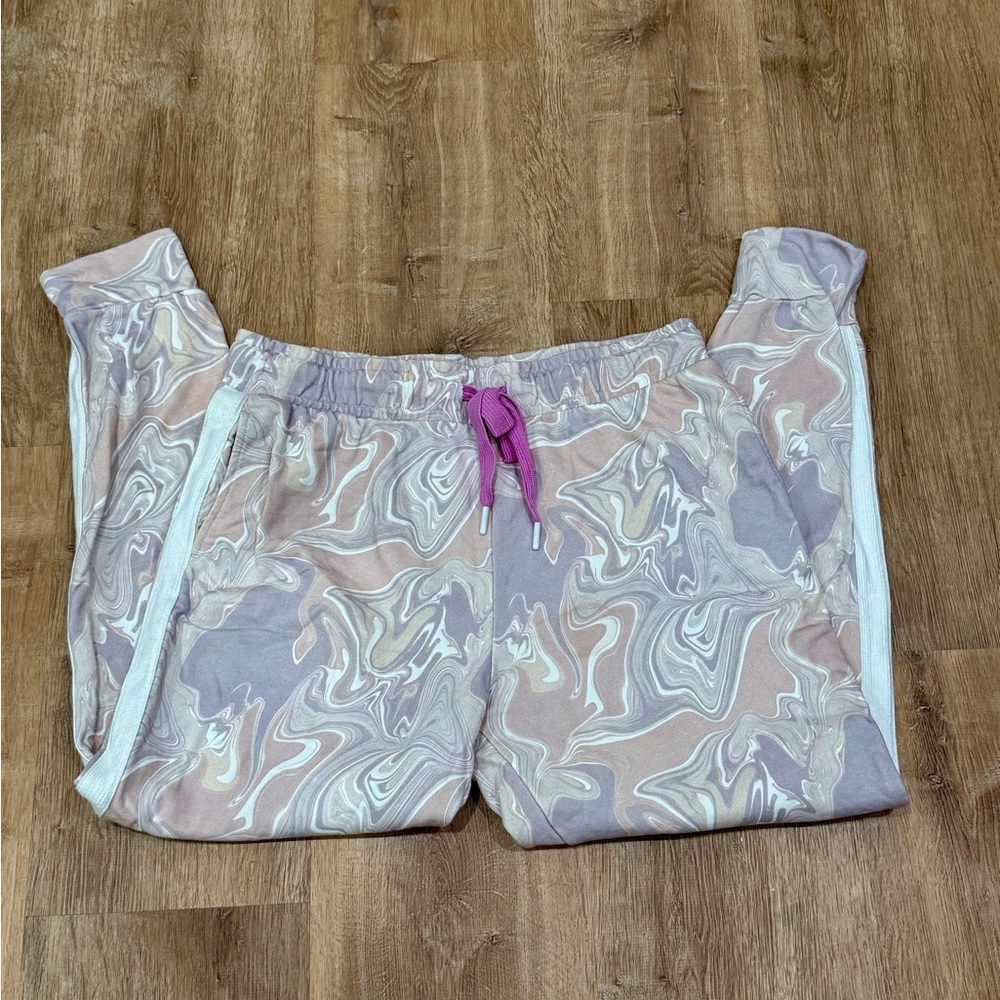 The Upside Marble Print Joggers - Pink and White